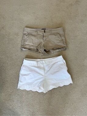 LOFT White Scallop Hem Shorts & American Eagle cargo shorts size 14!